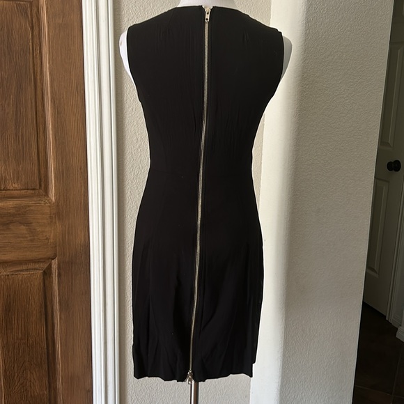 Milly Black Leather Dress LBD Designer Wool USA Size 2  Date Night Lamb Stretch - Picture 6 of 12
